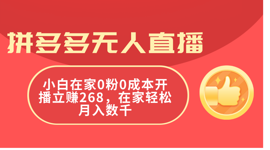 （11521期）拼多多无人直播，小白在家0粉0成本开播立赚268，在家轻松月入数千-木子聊项目