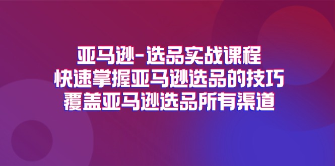 (11620期)亚马逊-选品实战课程,快速掌握亚马逊选品的技巧,覆盖亚马逊选品所有渠道-木子聊项目