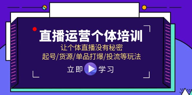 (11636期)直播运营个体培训,让个体直播没有秘密,起号/货源/单品打爆/投流等玩法-木子聊项目
