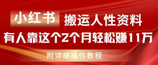 小红书搬运人性资料，有人靠这个2个月轻松赚11w，附教程【揭秘】-木子聊项目