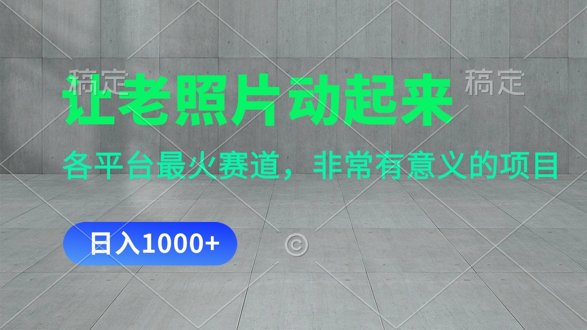 （11671期）让老照片动起来，一天变现1000+，各平台最火赛道，看完就会-木子聊项目
