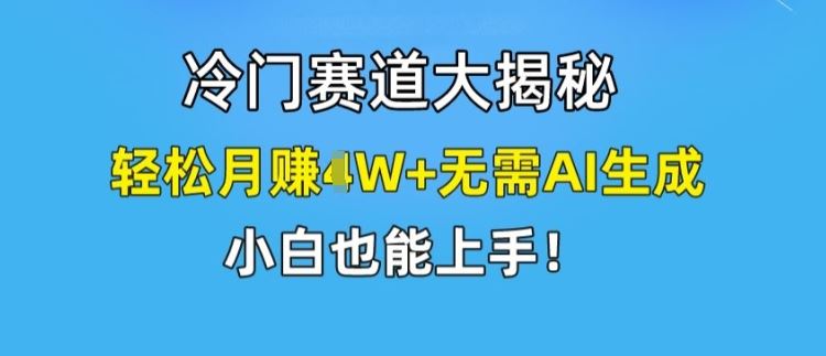 冷门赛道大揭秘，轻松月赚1W+无需AI生成，小白也能上手【揭秘】-木子聊项目