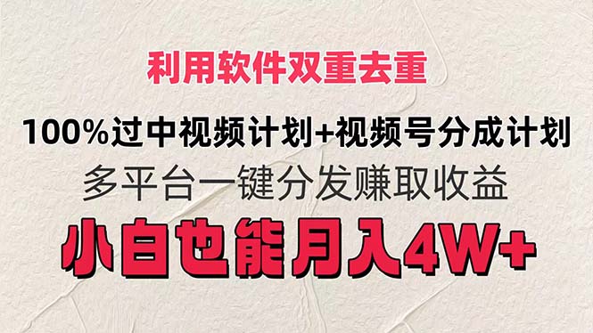（11862期）利用软件双重去重，100%过中视频+视频号分成计划小白也可以月入4W+-木子聊项目