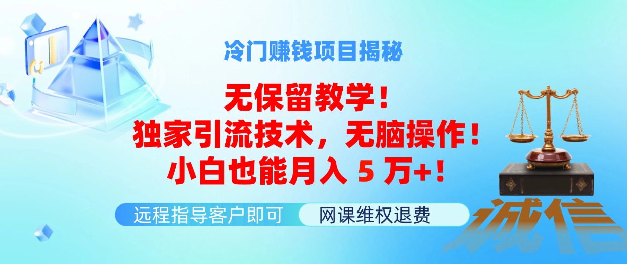 (11864期)冷门赚钱项目无保留教学!独家引流技术,无脑操作!小白也能月入5万+!-木子聊项目