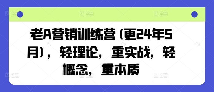 老A营销训练营(更24年7月),轻理论,重实战,轻概念,重本质-木子聊项目