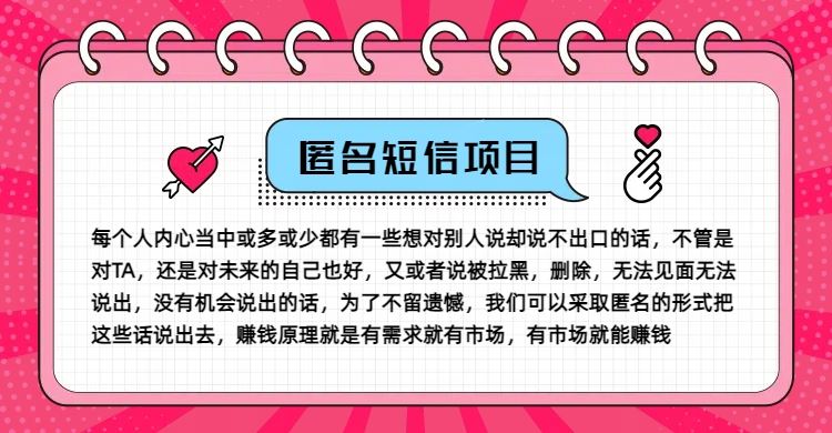 冷门小众赚钱项目，匿名短信，玩转信息差，月入五位数【揭秘】-木子聊项目