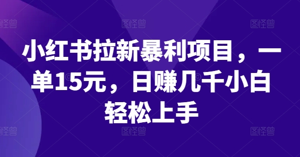 小红书拉新暴利项目,一单15元,日赚几千小白轻松上手-木子聊项目