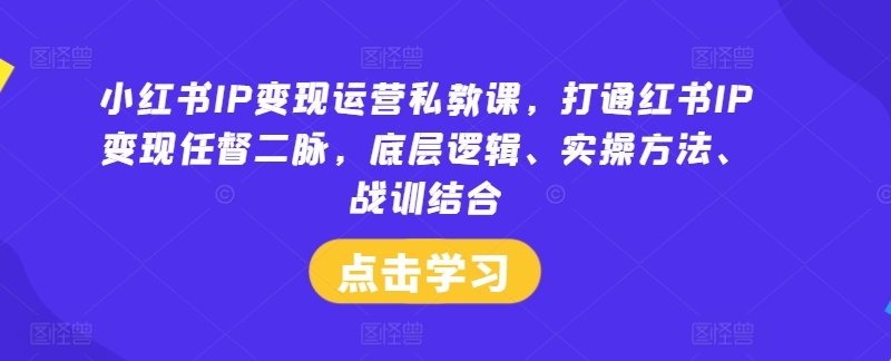 小红书IP变现运营私教课，打通红书IP变现任督二脉，底层逻辑、实操方法、战训结合-木子聊项目