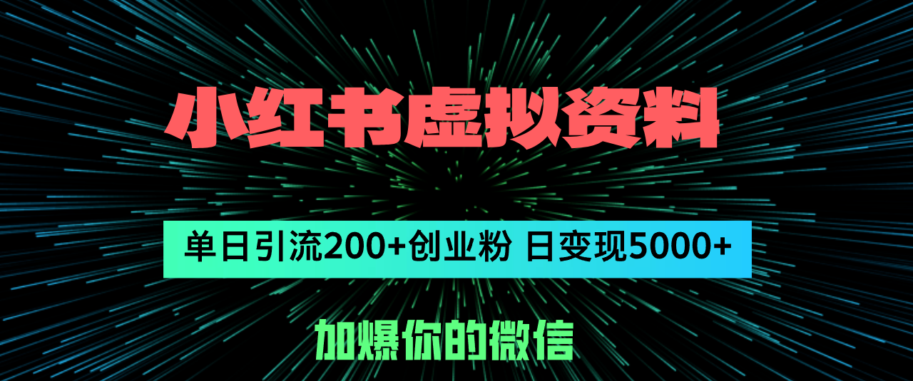 (12164期)小红书虚拟资料日引流200+创业粉,单日变现5000+-木子聊项目