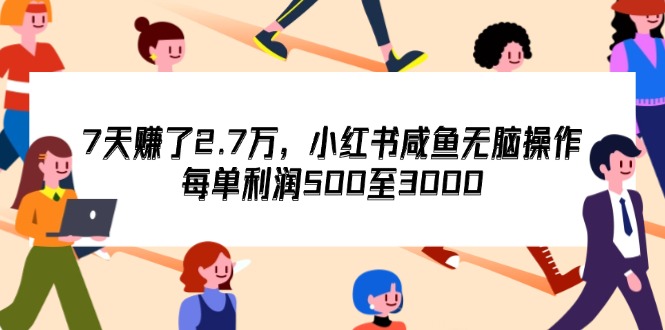 （12192期）7天收了2.7万，小红书咸鱼无脑操作，每单利润500至3000-木子聊项目