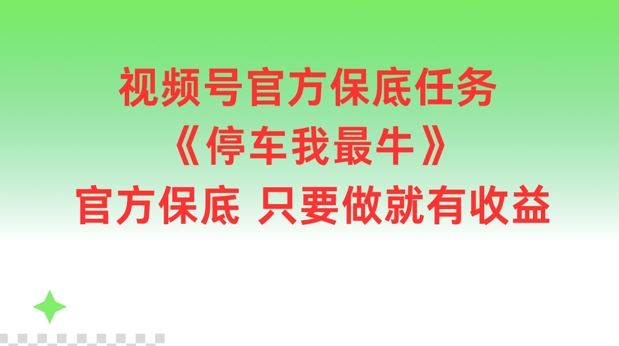 视频号官方保底任务,停车我最牛,官方保底只要做就有收益【揭秘】-木子聊项目