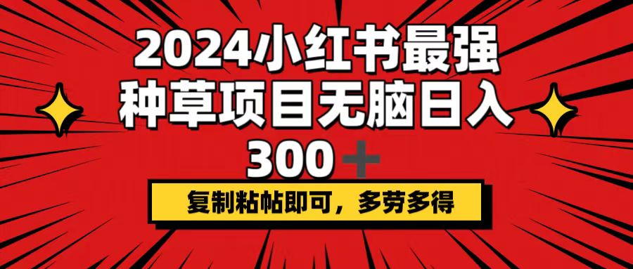 （12336期）2024小红书最强种草项目，无脑日入300+，复制粘帖即可，多劳多得-木子聊项目