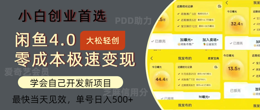 （12434期）闲鱼0成本极速变现项目，多种变现方式 单号日入500+最新玩法-木子聊项目