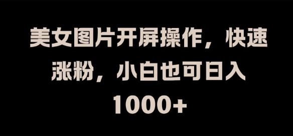 美女图片开屏操作,快速涨粉,小白也可日入1k【揭秘】-木子聊项目
