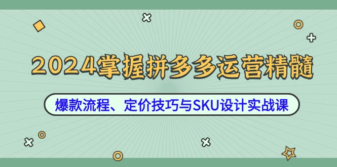 2024掌握拼多多运营精髓：爆款流程、定价技巧与SKU设计实战课-木子聊项目