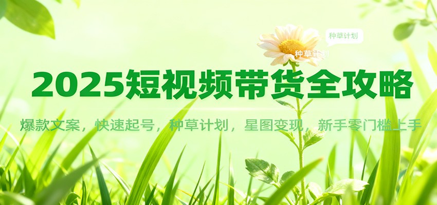 2025短视频带货全攻略：爆款文案，快速起号，种草计划，星图变现，新手零门槛上手-木子聊项目