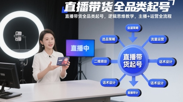 直播带货全品类起号，逻辑思维教学，主播+运营全流程-木子聊项目
