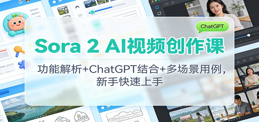 Sora 2 AI视频创作课：功能解析+ChatGPT结合+多场景用例，新手快速上手-木子聊项目