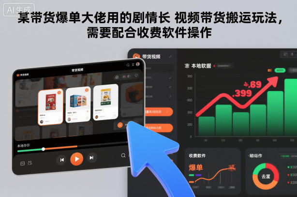 某带货爆单大佬用的剧情长视频带货搬运玩法，需要配合收费软件操作-木子聊项目