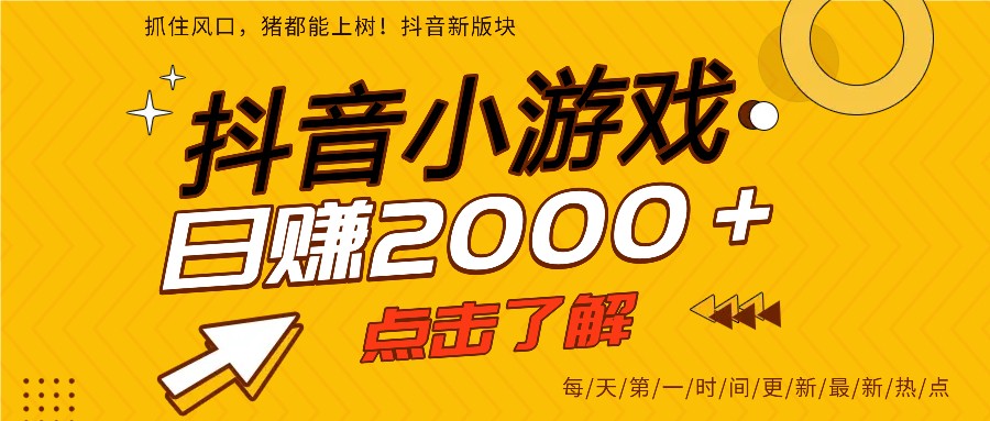 5年爆火的抖音小游戏项目，一部手机日入2000+-木子聊项目