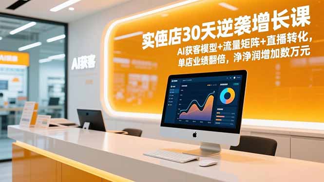 实体店30天逆袭增长课，AI获客模型+流量矩阵+直播转化，单店业绩翻倍，净利润增加数万元-木子聊项目