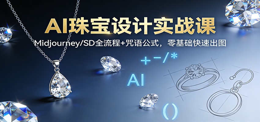 AI珠宝设计实战课：Midjourney/SD全流程+咒语公式，零基础快速出图-木子聊项目