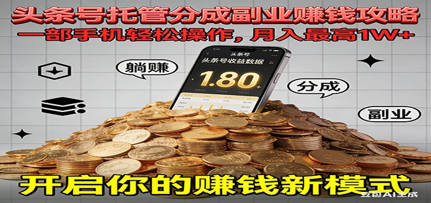 全程托管今日头条,一部手机就可以开干,最高躺赚1W+-木子聊项目