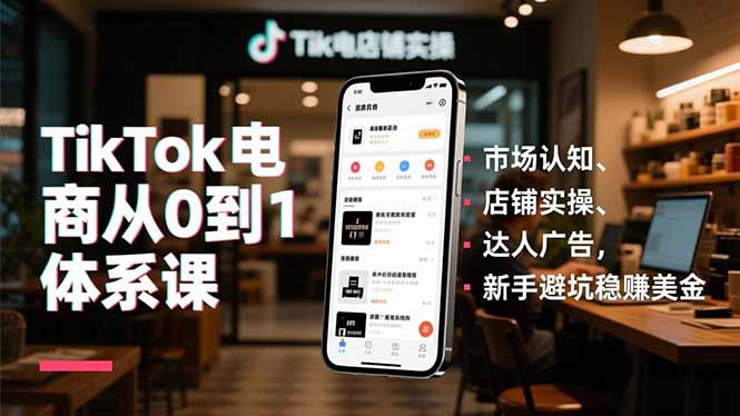 TikTok电商从0到1体系课，市场认知、店铺实操、达人广告，新手避坑稳赚美金-木子聊项目