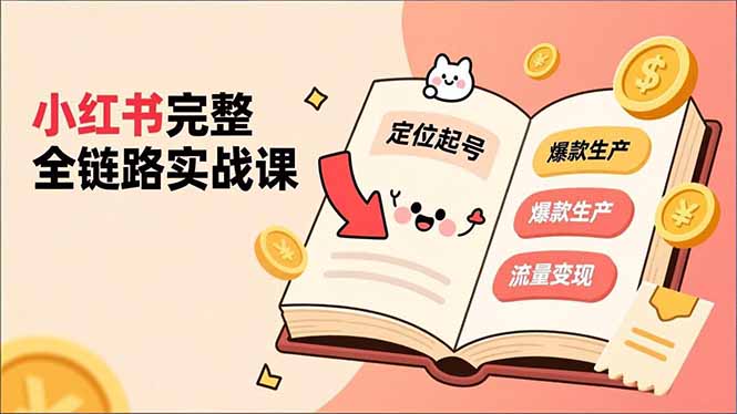 小红书完整全链路实战课，定位起号、爆款生产、流量变现，实现稳定出单，净利润可观-木子聊项目