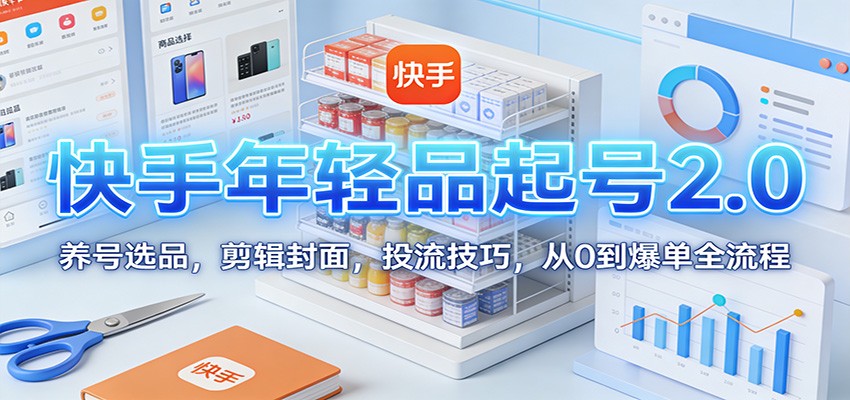 快手年轻品起号2.0：养号选品，剪辑封面，投流技巧，从0到爆单全流程-木子聊项目