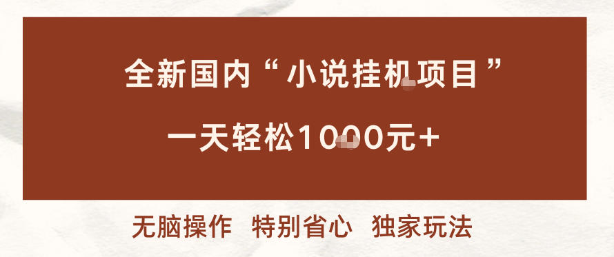 全新国内小说挂G项目，多窗口无脑跑，一天轻松1k+，特别省心【揭秘】-木子聊项目