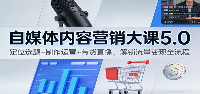 自媒体内容营销大课5.0：定位选题+制作运营+带货直播，解锁流量变现全流程-木子聊项目