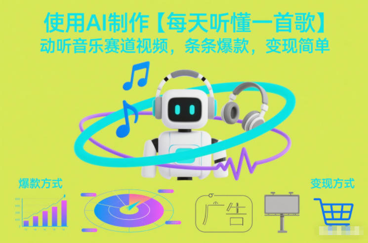 使用AI制作【每天听懂一首歌】动听音乐赛道视频，条条爆款，变现简单-木子聊项目