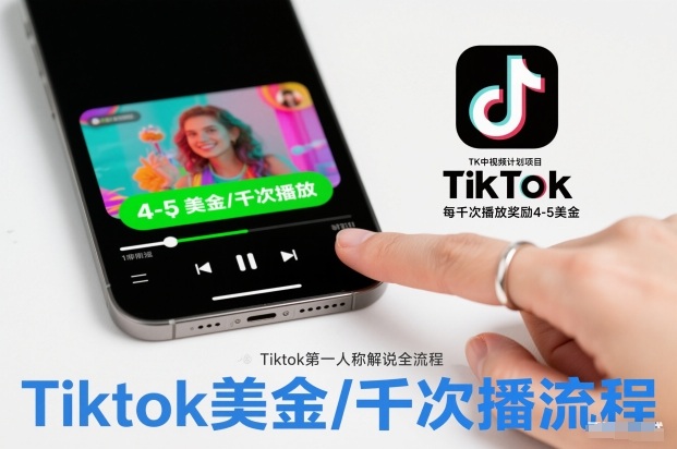 TK中视频计划项目，Tiktok第一人称解说流程，每干次播放奖励4-5美金-木子聊项目
