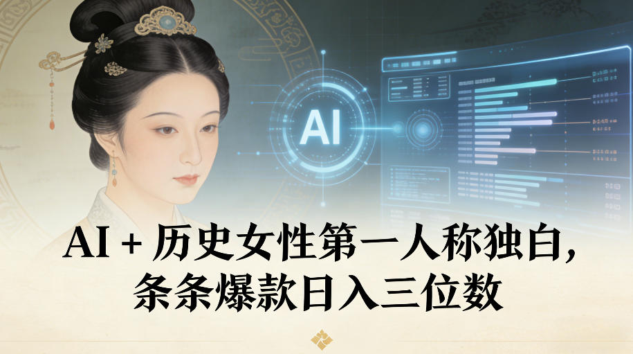 AI+历史女性第一人称独白，条条爆款日入三位数-木子聊项目