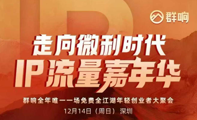 2025ip嘉年华万人12月14深圳线下课，走向微利时代，IP流量嘉年华，实操性极强的商业干货课-木子聊项目