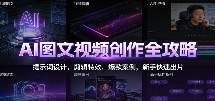 AI图文视频创作全攻略：提示词设计，剪辑特效，爆款案例，新手快速出片-木子聊项目