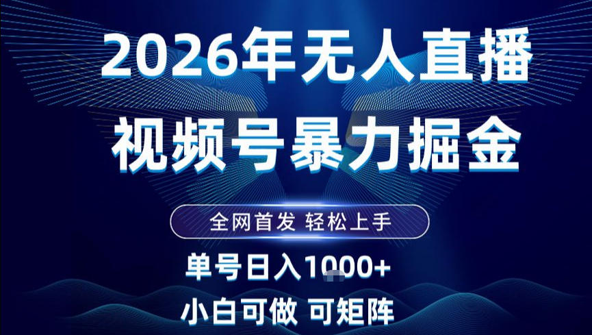 2026最新视频号无人直播掘金，全网首发，小白可以玩，长期稳定日入1k+【揭秘】-木子聊项目
