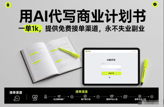 用AI代写商业计划书，一单1k，提供免费接单渠道，永不失业副业-木子聊项目