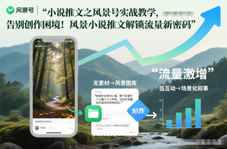 小说推文之风景号实战教学，告别创作困境！风景小说推文解锁流量新密码-木子聊项目