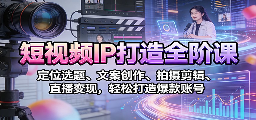 短视频IP打造全阶课：定位选题、文案创作、拍摄剪辑、直播变现，轻松打造爆款账号-木子聊项目