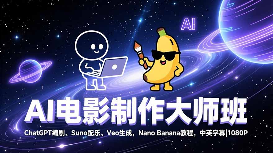 AI电影制作大师班：ChatGPT编剧、Suno配乐、Veo生成，Nano Banana教程，中英字幕|1080P-木子聊项目