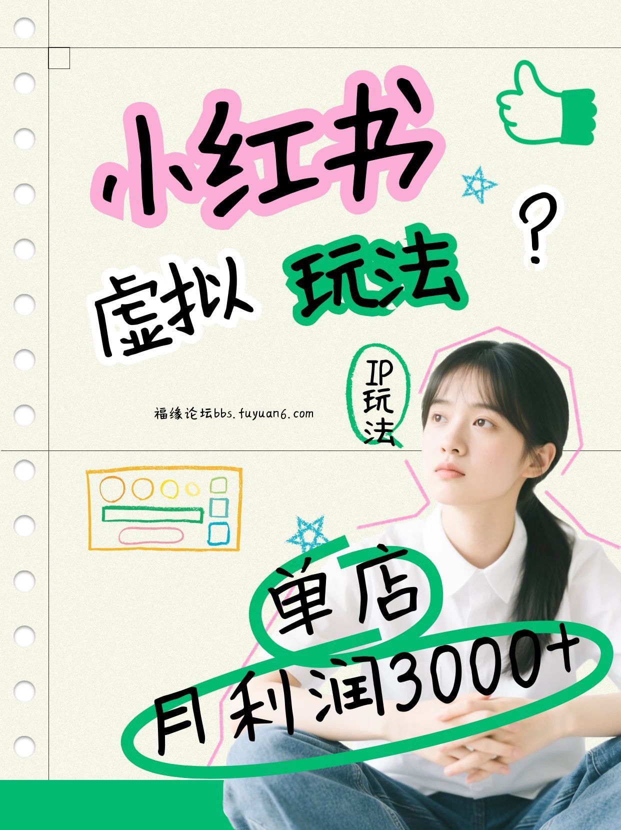 小红书虚拟玩法(铺货流和单品玩法)，单店月利润3000+，IP打法+原创商品(0违规)-木子聊项目