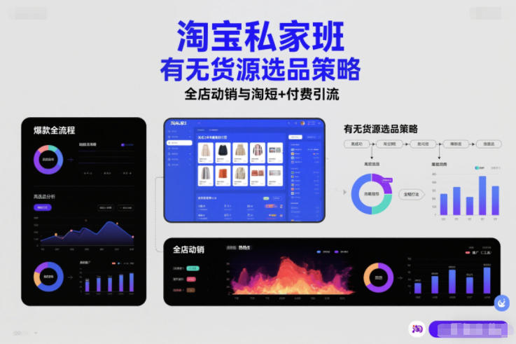 淘宝私家班，有无货源选品策略，高成功率爆款全流程打法，全店动销与淘短+付费引流(更新2026)-木子聊项目