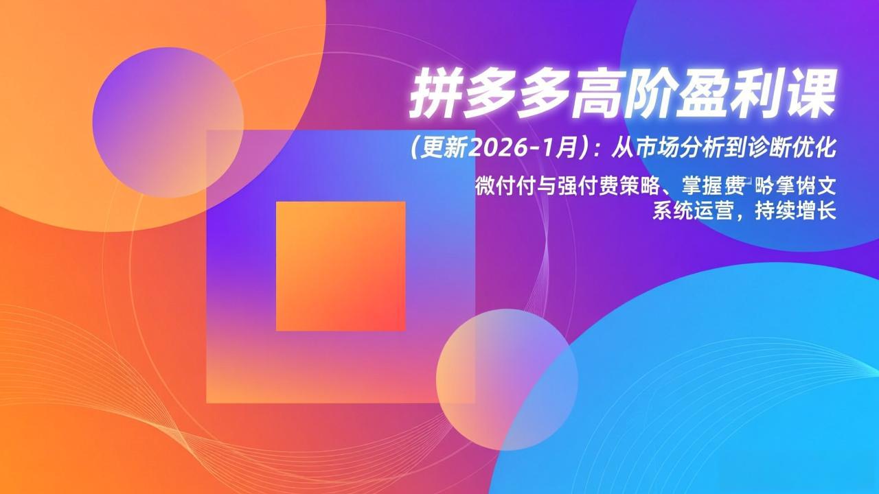 拼多多高阶盈利课(更新2026-1月-木子聊项目