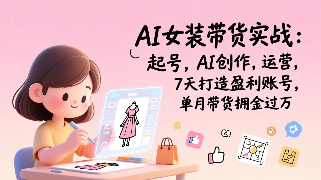 AI女装带货实战：起号，AI创作，运营，7天打造盈利账号，单月带货佣金过万-木子聊项目