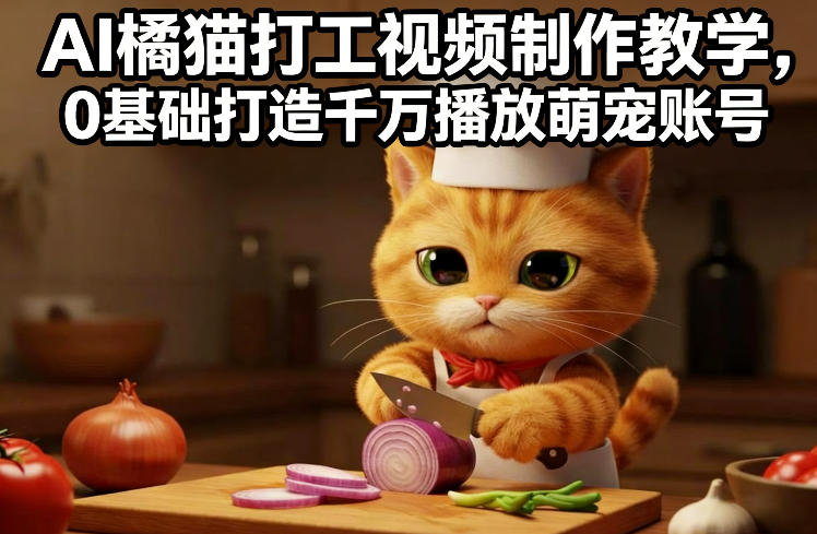 AI橘猫打工视频制作教学，流量狂飙，0基础打造千万播放萌宠账号-木子聊项目