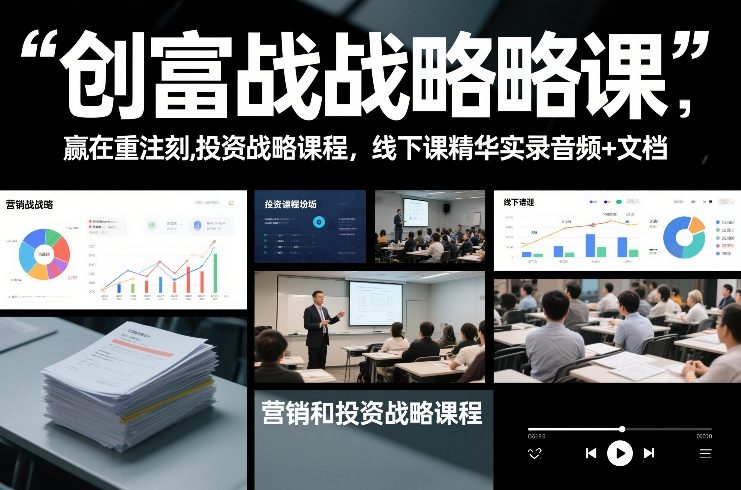 创富战略课，赢在重注时刻，营销和投资战略课程，线下课精华实录音频+文档-木子聊项目