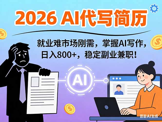 AI代写简历，超暴利，用万能模板月入1-3万实战教程，2026年市场刚需！-木子聊项目