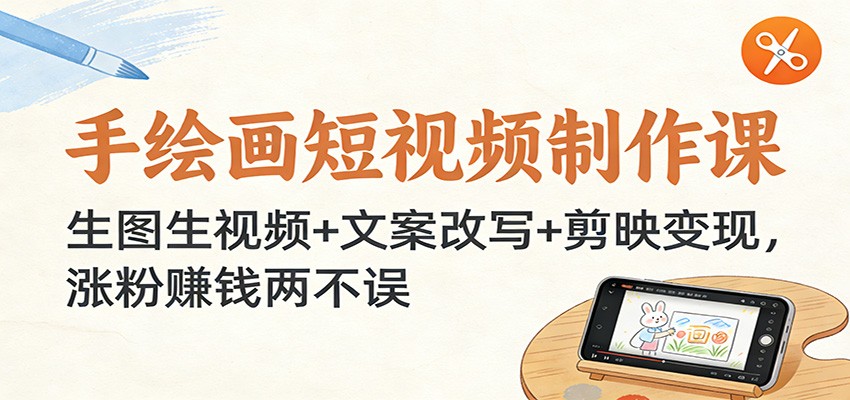 手绘画短视频制作课：生图生视频+文案改写+剪映变现，涨粉赚钱两不误-木子聊项目